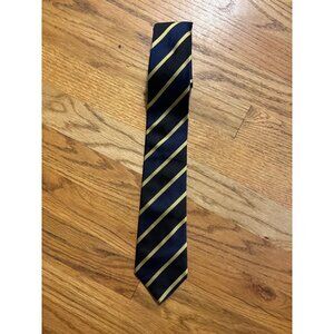 Roxy Navy & Yellow Striped Silk Tie Made In Italy Classic Design 57 Inches Long